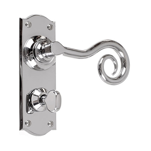 Curled Handle, Nowton Privacy Plate, Nickel