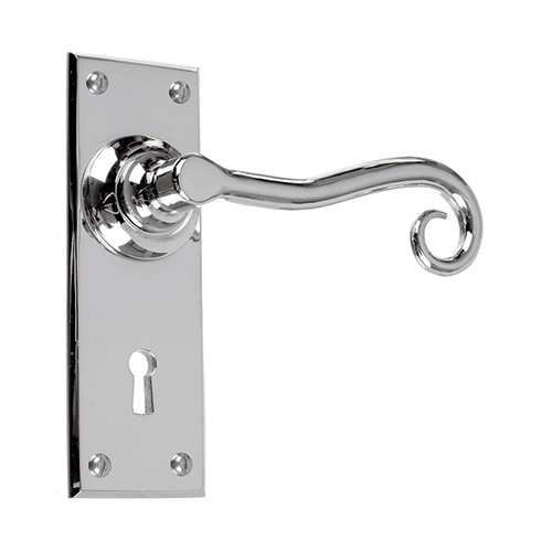 Scrolled Handle, Bristol Keyhole Plate, Nickel