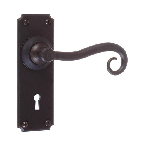 Scrolled Handle, Ilkley Keyhole Plate, Beeswax