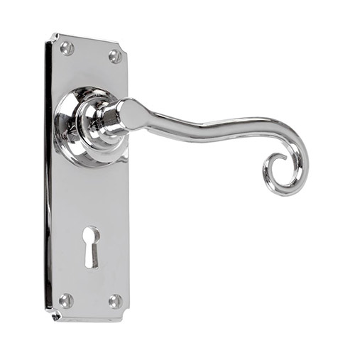Scrolled Handle, Ilkley Keyhole Plate, Nickel