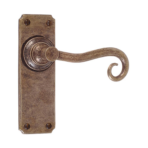 Scrolled Handle, Ilkley Plain Plate, AntiquedBrass Brass