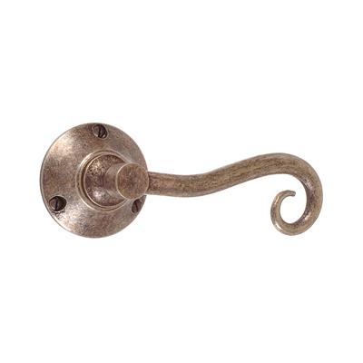 Scrolled Handle, Rowley Plate, Antiqued Brass