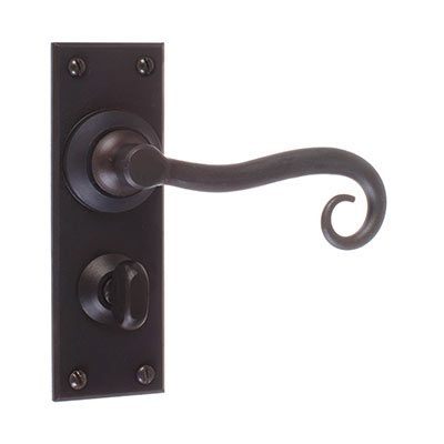 Scrolled Handle, Bristol Privacy Plate, Beeswax