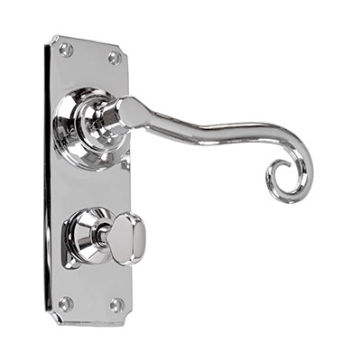Scrolled Handle, Ilkley Privacy Plate, Nickel