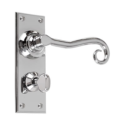 Scrolled Handle, Ripley Privacy Plate, Nickel