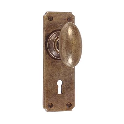Downley Knob, Ilkley Keyhole Plate, Antiqued Brass