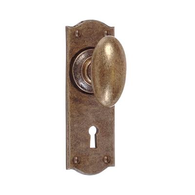 Downley Knob, Nowton Keyhole Plate, Antiqued Brass