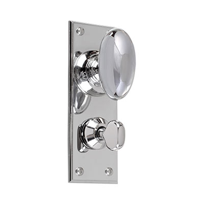 Downley Knob, Ripley Privacy Backplate in Nickel