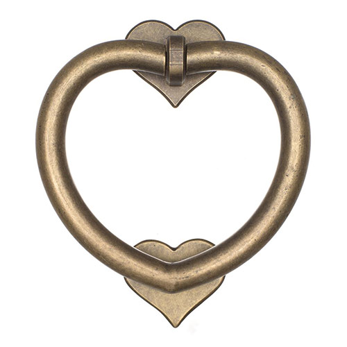 Heart Door Knocker in Antiqued Brass