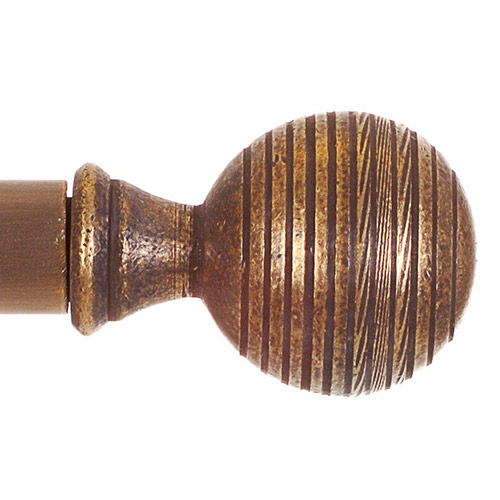 19mm Brass Reeded Ball Finial in Antiqued Brass