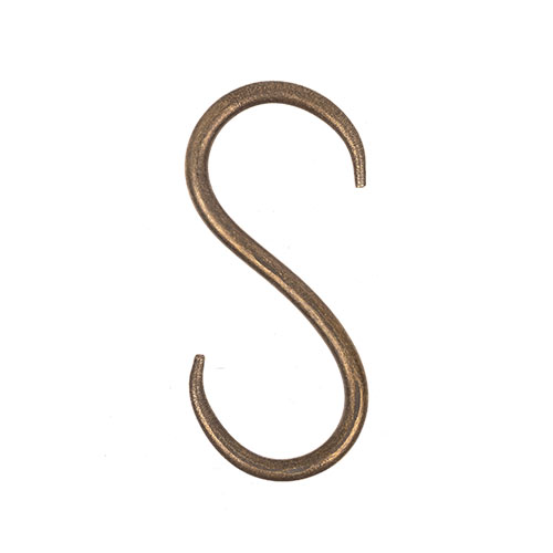 Brass S Hook in Antiqued Brass 