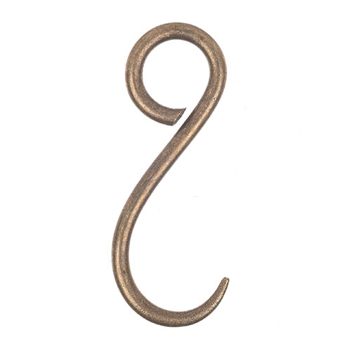 Brass Closed S Hook in Antiqued Brass