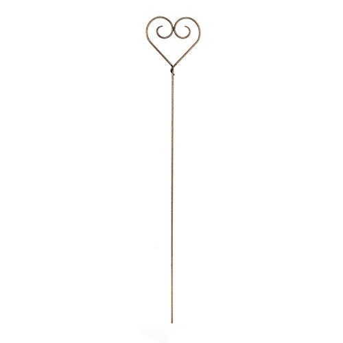 Heart Plant Support in Antiqued Brass