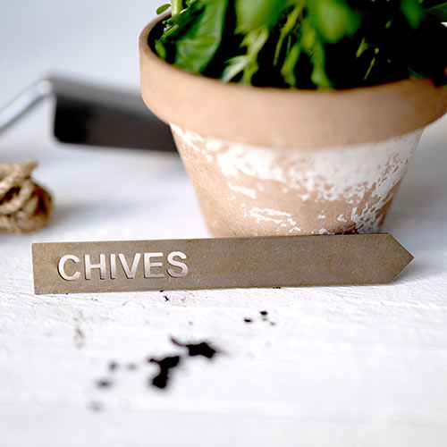 Chives Herb Stake in Antiqued Brass
