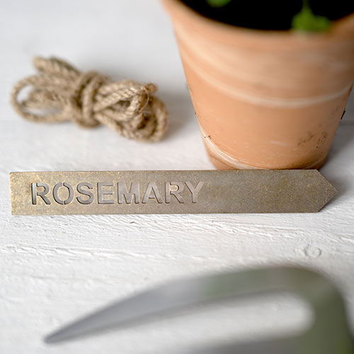 Rosemary Herb Stake in Antiqued Brass