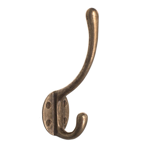 Hemley Coat Hook in Antiqued Brass