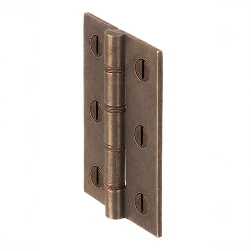 Small Rectangular Butt Hinge in Antiqued Brass