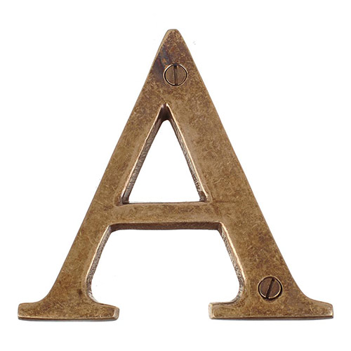 Letter A in Antiqued Brass