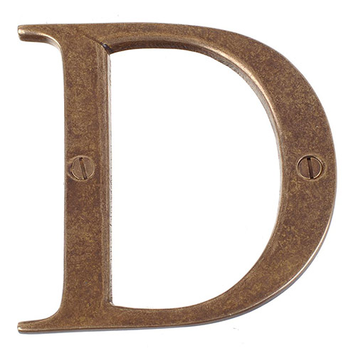 Letter D in Antiqued Brass