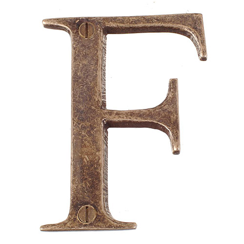 Letter F in Antiqued Brass