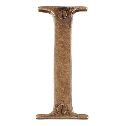 Letter I in Antiqued Brass