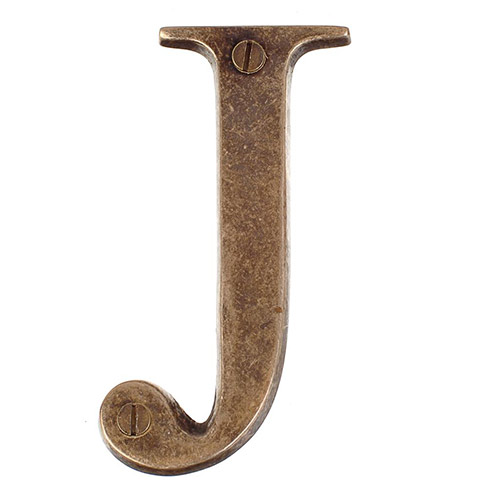 Letter J in Antiqued Brass