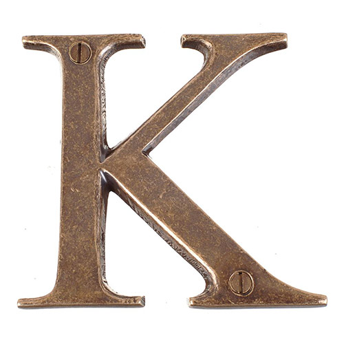 Letter K in Antiqued Brass