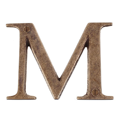Letter M in Antiqued Brass