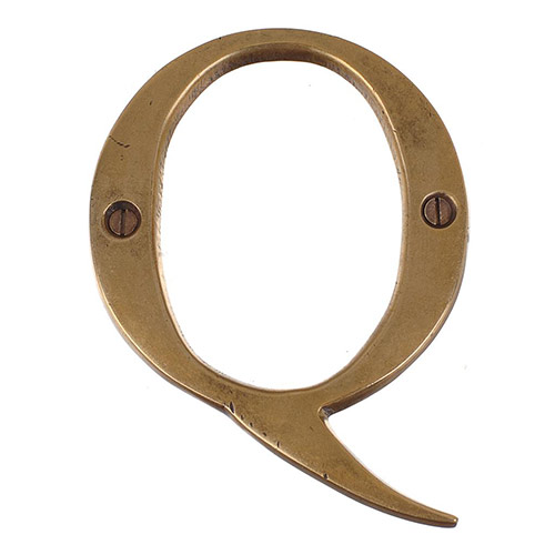 Letter Q in Antiqued Brass
