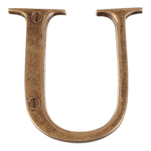 Letter U in Antiqued Brass