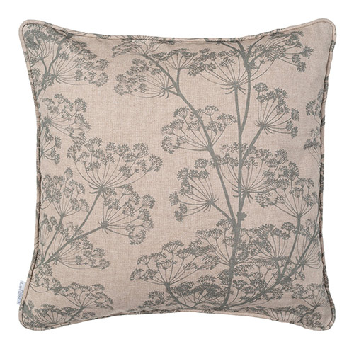45cm Piped Cushion Cover in Reversed Duck Egg Cow Parsley