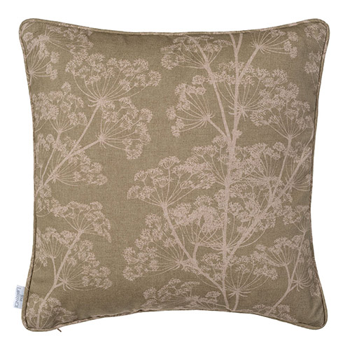 45cm Piped Cushion Cover in Soft Green Cow Parsley