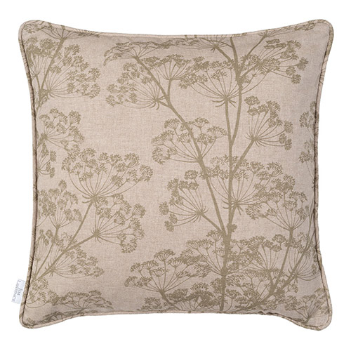45cm Piped Cushion Cover in Reversed Soft Green Cow Parsley
