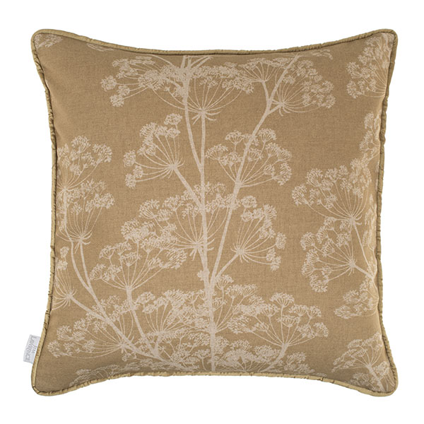 45cm Contrast Piped Cushion Cover in Gold Cow Parsley