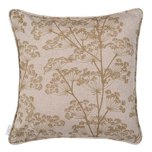 45cm Piped Cushion Cover in Reversed Gold Cow Parsley