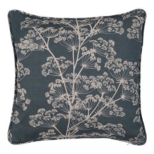 45cm Piped Cushion Cover in Indigo Cow Parsley 