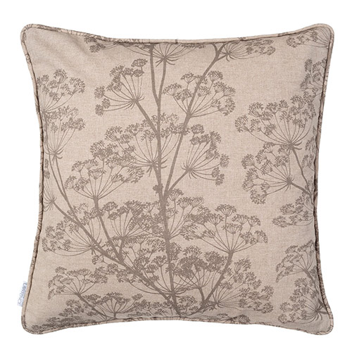 45cm Piped Cushion Cover in Reversed Soft Grey Cow Parsley