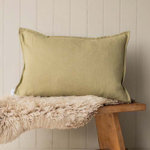 60cm Oxford Rectangle Cushion Cover in Sage Waterford Linen