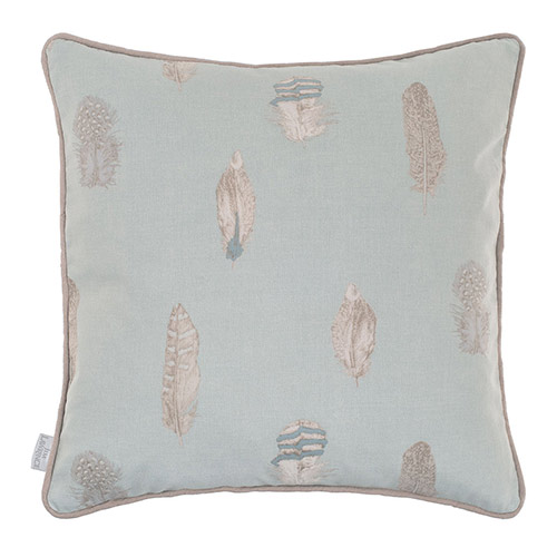 45cm Contrast Piped Cushion Cover in Duck Egg Featherdown