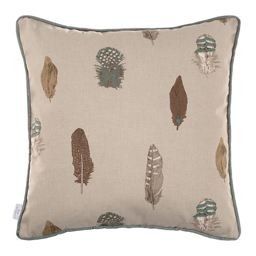 45cm Contrast Piped Cushion Cover in Stone Featherdown 