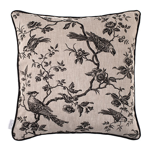 All Handmade Cushion Covers Jim Lawrence 45cm Contrast Piped Cushion Cover in Black Printed