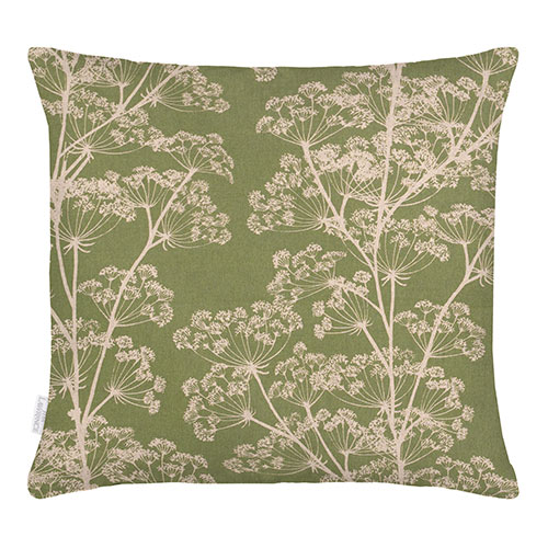 50cm Knife Edge Cushion Cover in Hedge Green Cow Parsley 