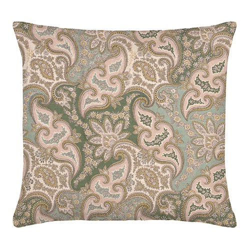 50cm Knife Edge Cushion Cover in Green and Gold Norwood