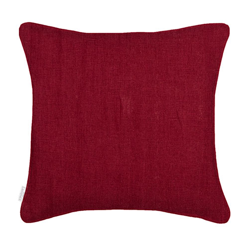 45cm Piped Cushion Cover in Deep Red Waterford Linen