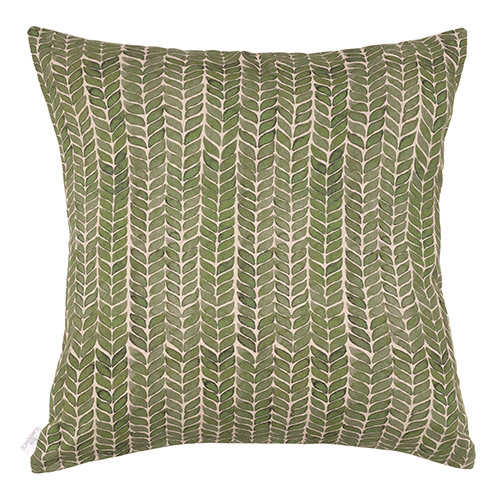 Cushion Cover in Rich Green Watercolour Leaf