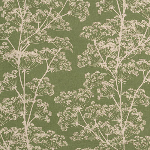 Cow Parsley Fabric in Hedge Green