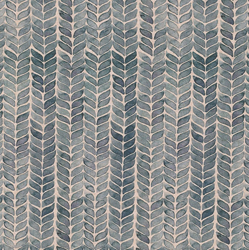 Watercolour Leaf Fabric in Indigo