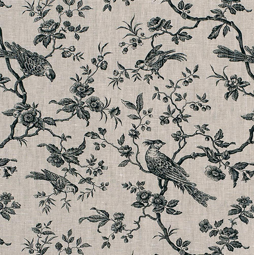 Isabelle Printed Linen Fabric in Black