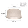 45cm Wide Pendant French Drum Shade in Natural Lana Voile, Clear Lining