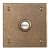 Square Door Bell Cover in Antiqued Brass with Ceramic Bell Push